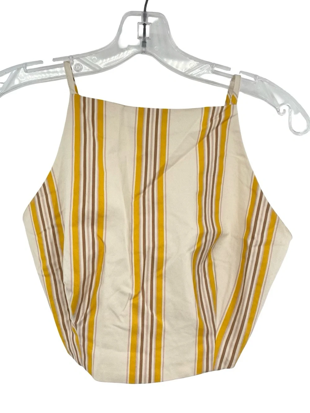 Abercrombie & Fitch Mustard Yellow Stripe Cotton Crop Top and Shorts Set - Picture 6 of 9